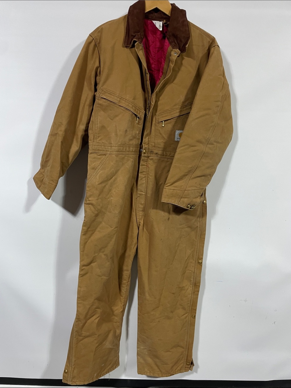 Carhartt Brown/Tan Duck Insulated Coverall with Corduroy Collar